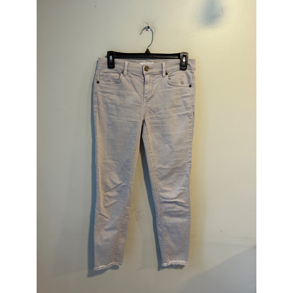 LOFT Modern Skinny Crop Jeans Light Taupe Grey Raw Hem Size 25 0